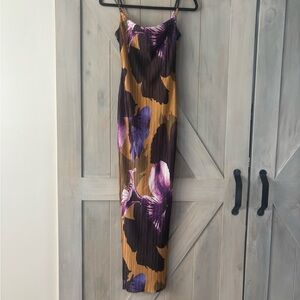 Boohoo Purple & Mustard Floral Maxi Dress